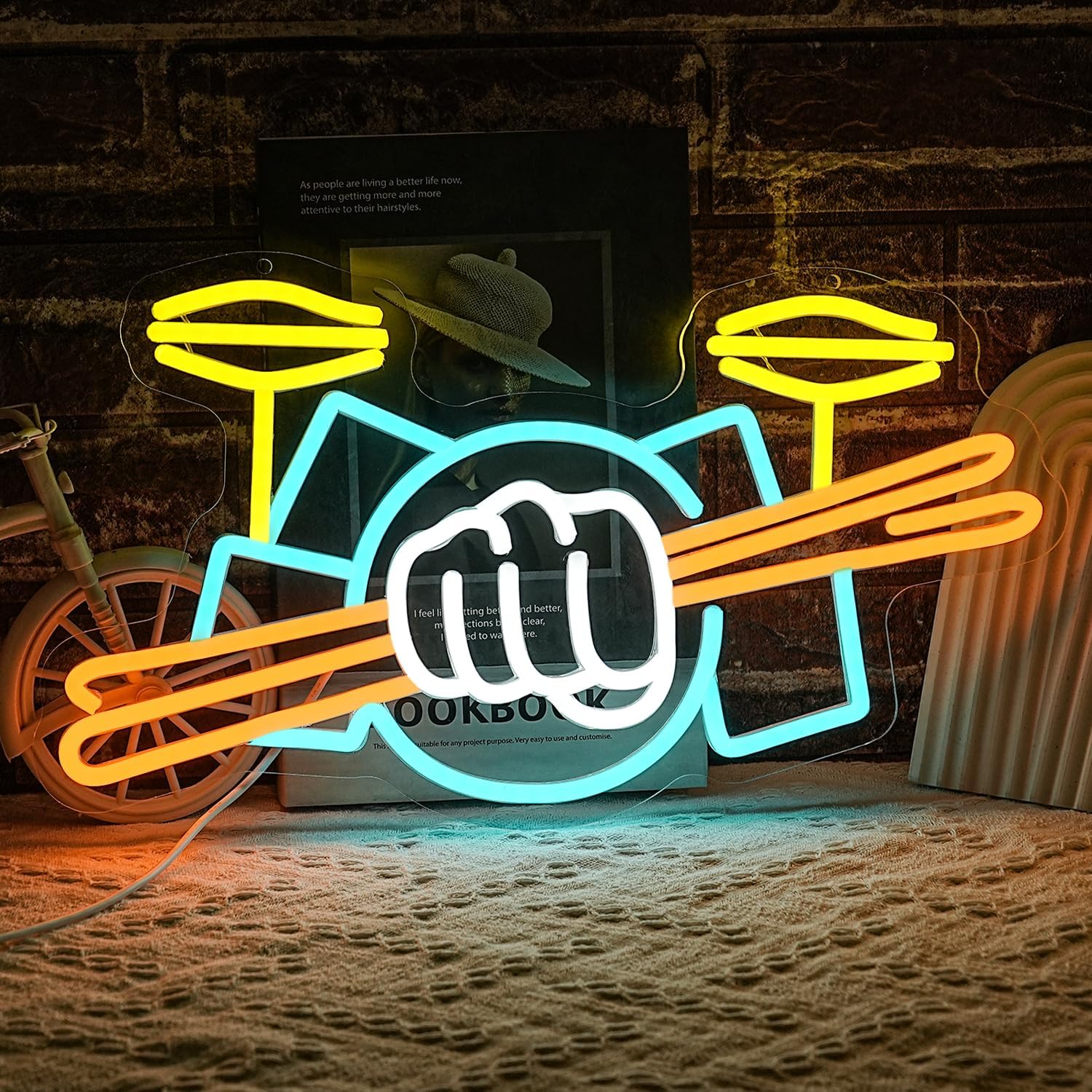 Photography Lighting Effects - Drum Set Neon Sign USB Powered
