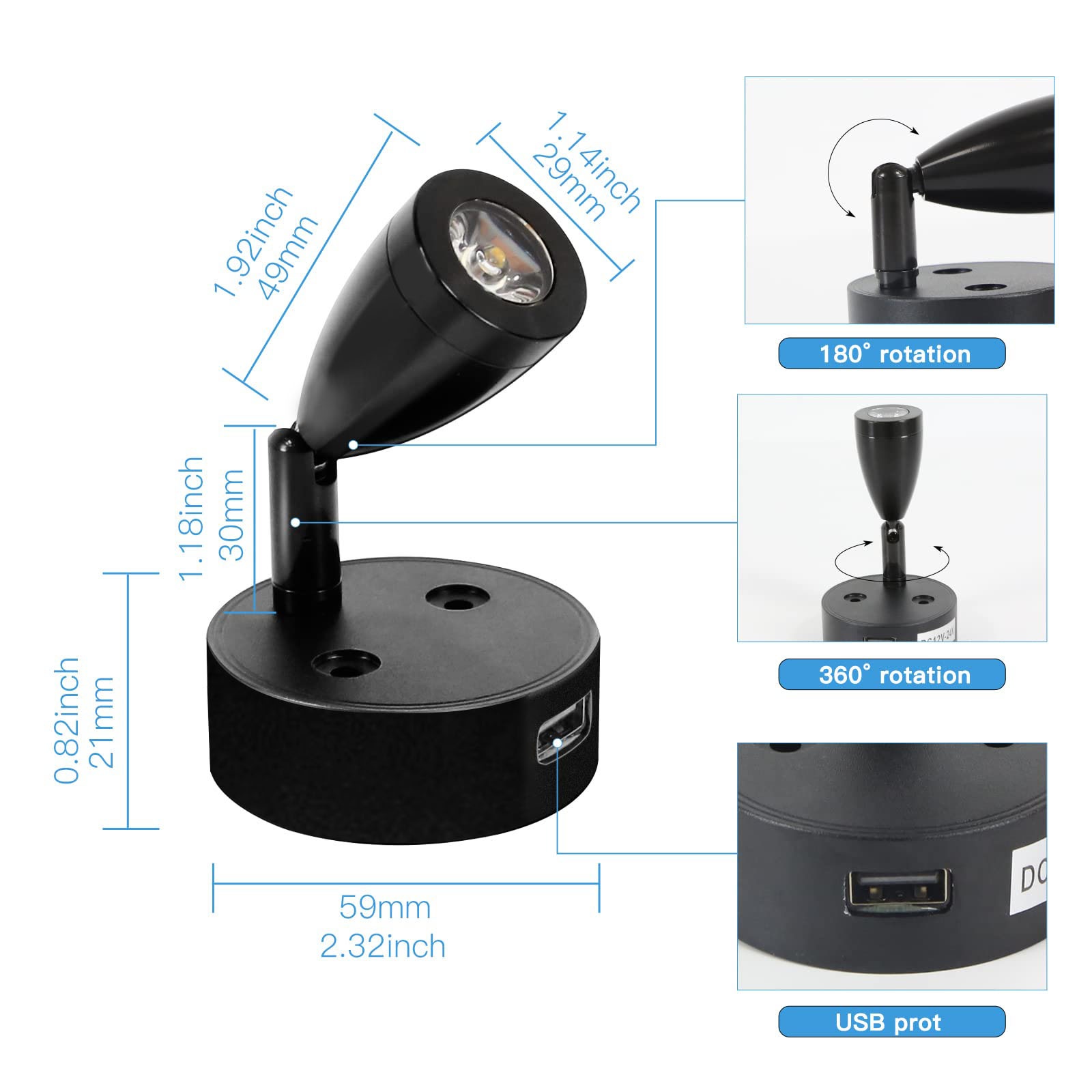 2/1PCS Silver/Black DC 12-24V  - огляд і ціна Interior Photography Lighting
